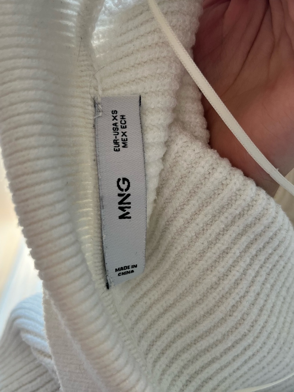Mango Ribbed V-Neck Collared Sweater - White - Picture 4 of 4